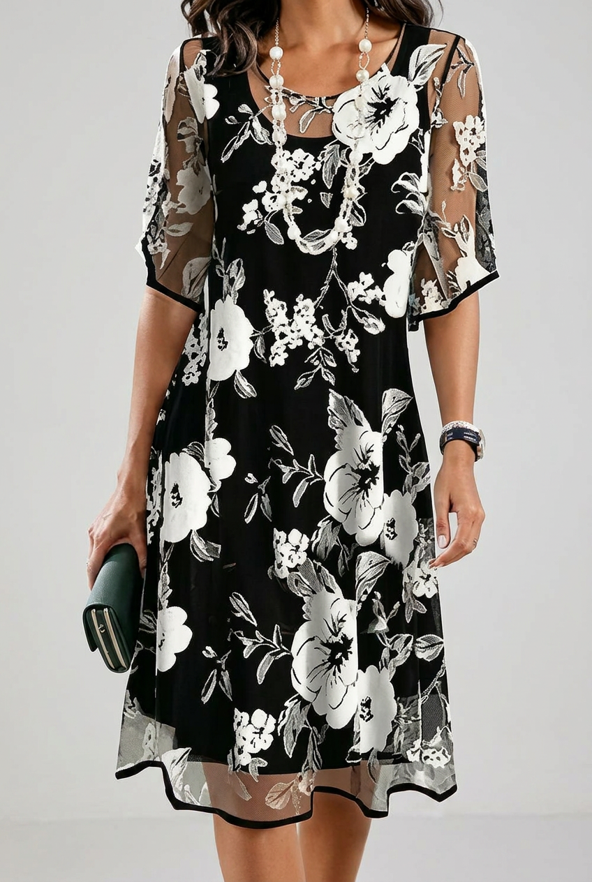 Elisa - Robe en chiffon floral élégante