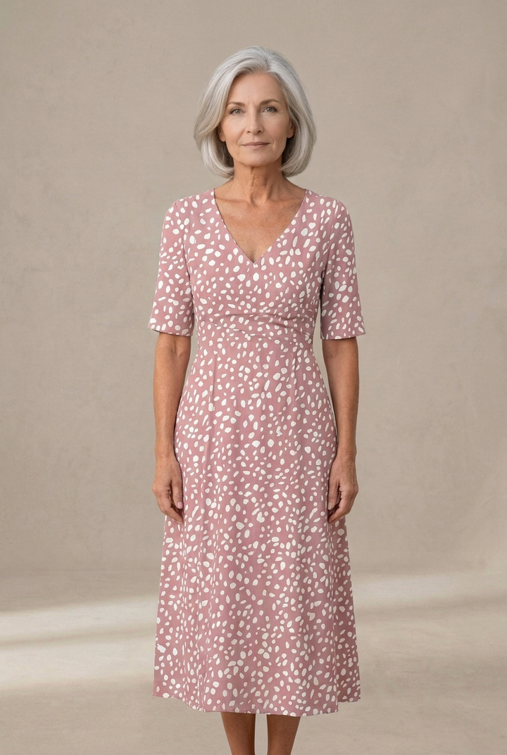Colette | Robe midi fluide à imprimé à pois et effet réducteur