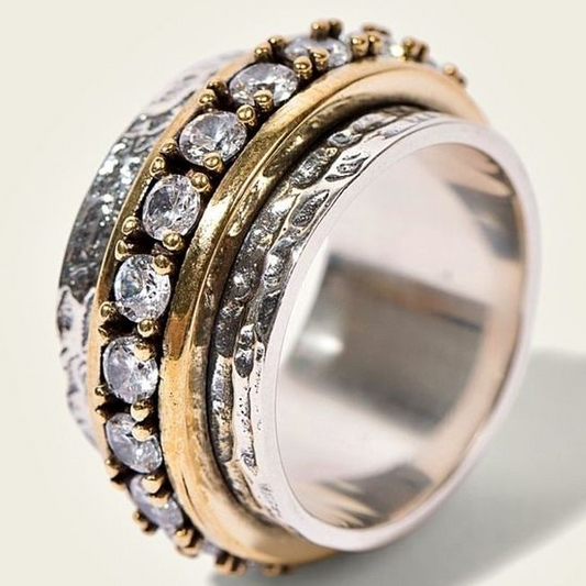 Bague en Or et Argent Vintage avec Zirconia