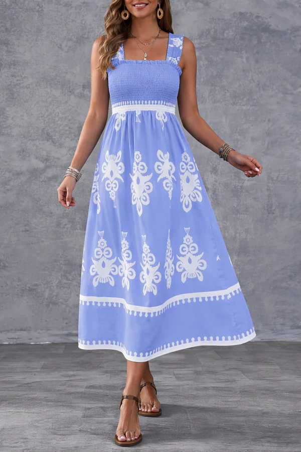 Martina | Robe maxi avec imprimé artistique et taille élastique