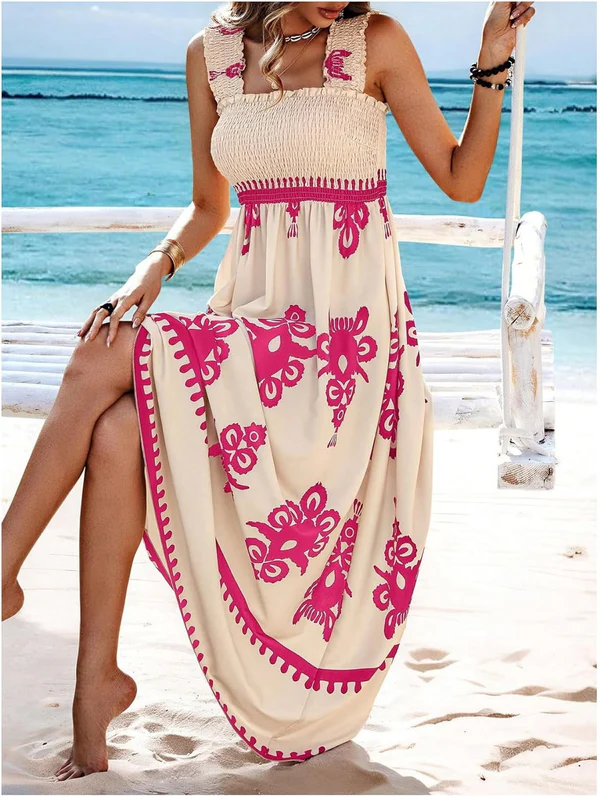 Martina | Robe maxi avec imprimé artistique et taille élastique