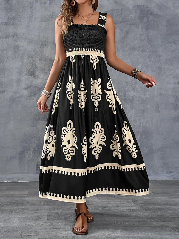 Martina | Robe maxi avec imprimé artistique et taille élastique