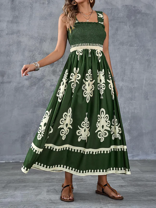 Martina | Robe maxi avec imprimé artistique et taille élastique
