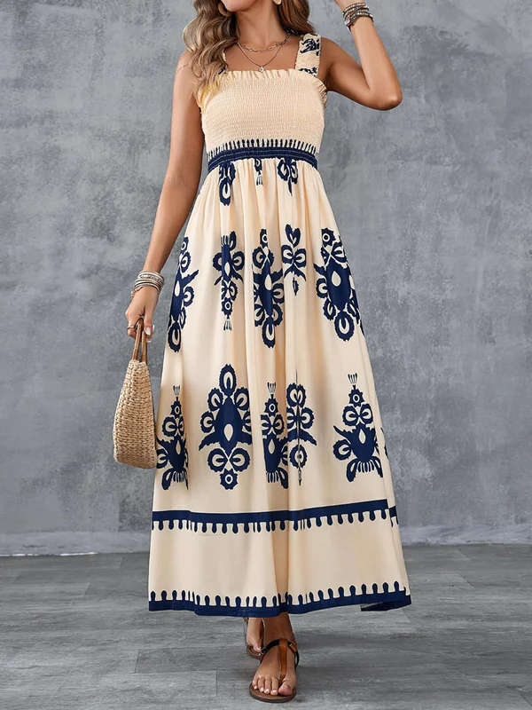 Martina | Robe maxi avec imprimé artistique et taille élastique