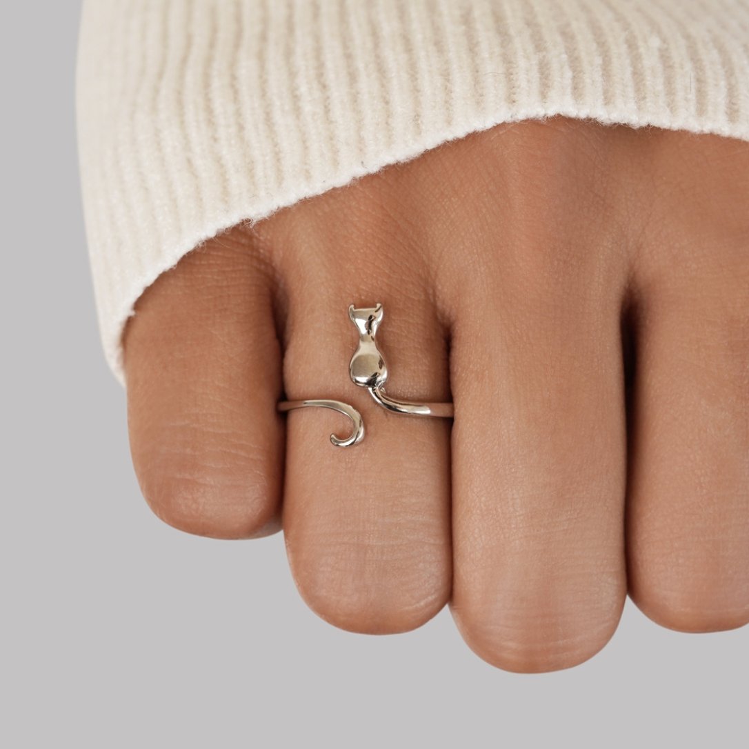 Bague en argent Chat de Minuit