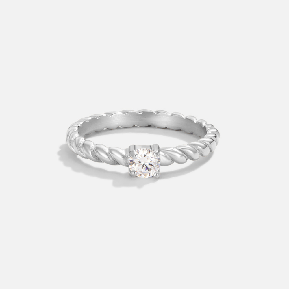 Bague en cristal argenté tordue de Milan