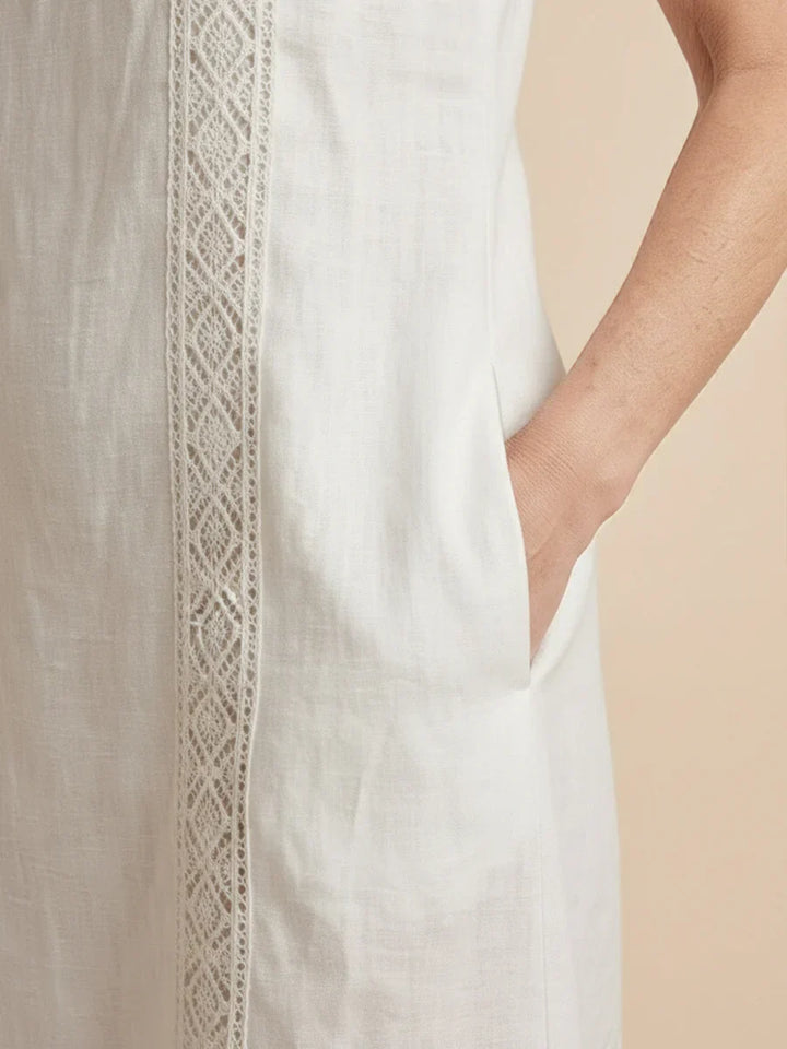 Jimena | Robe midi en lin avec col mao