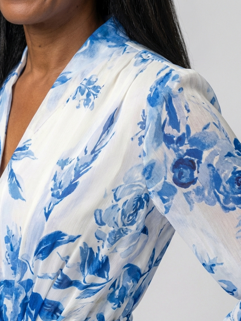 Lillian | Robe Maxi Wrap à Manches Longues Fleurie