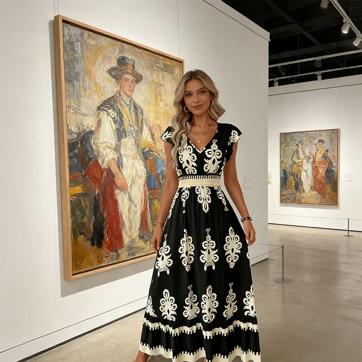 Candela | Robe maxi baroque avec décolleté en V