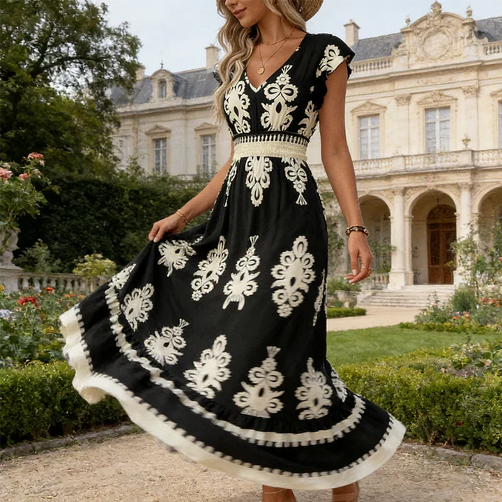 Candela | Robe maxi baroque avec décolleté en V