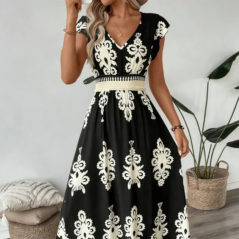 Candela | Robe maxi baroque avec décolleté en V