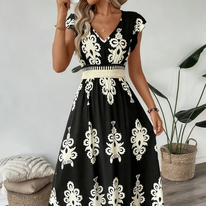 Candela | Robe maxi baroque avec décolleté en V