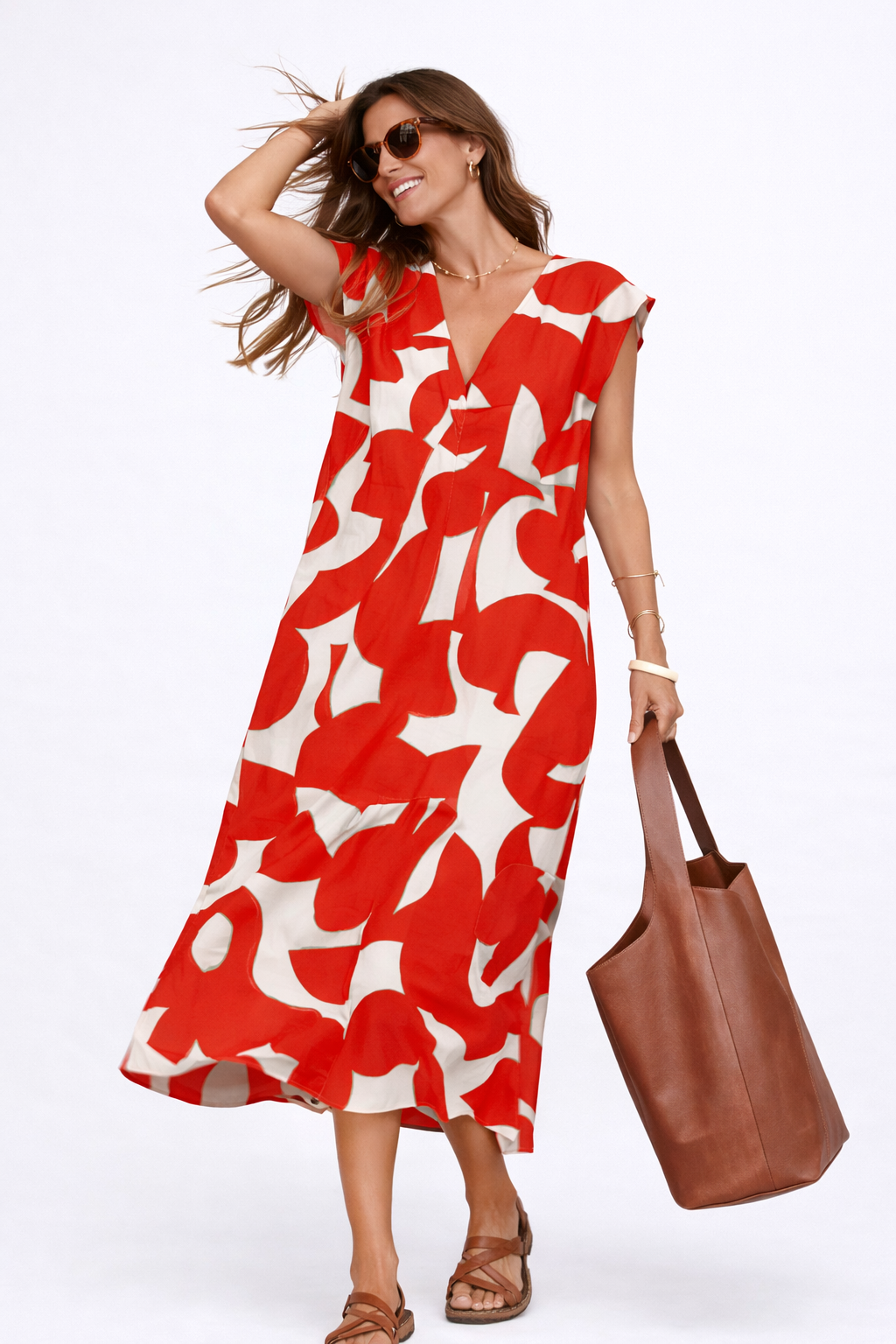 Camelia | Robe midi fluide avec imprimé vibrant