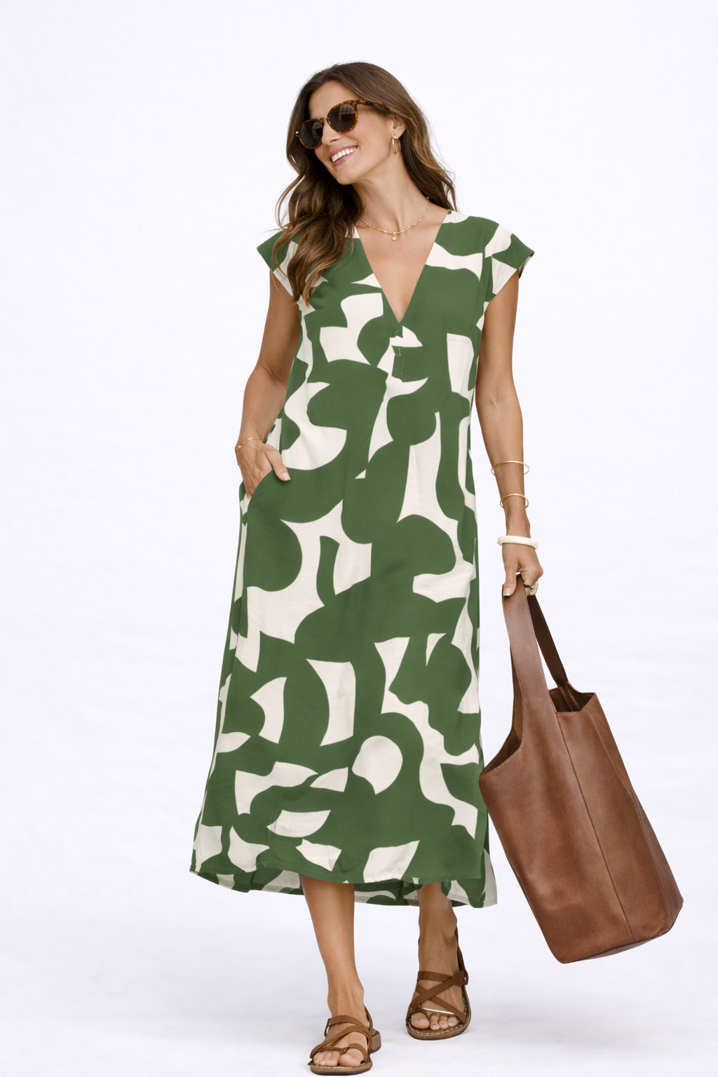 Camelia | Robe midi fluide avec imprimé vibrant