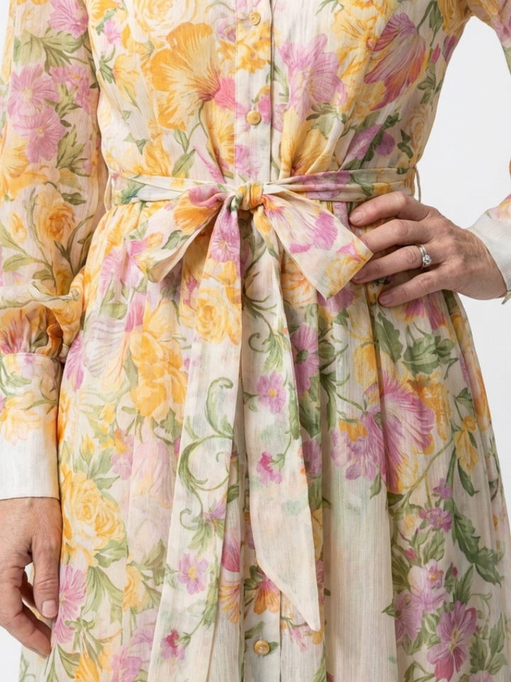 Cressida | Robe Maxi Longue à Manches Longues en Tulle Floral