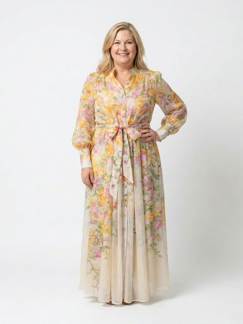 Cressida | Robe Maxi Longue à Manches Longues en Tulle Floral