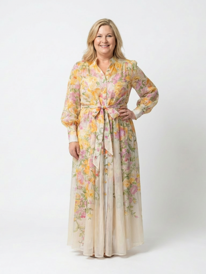 Cressida | Robe Maxi Longue à Manches Longues en Tulle Floral