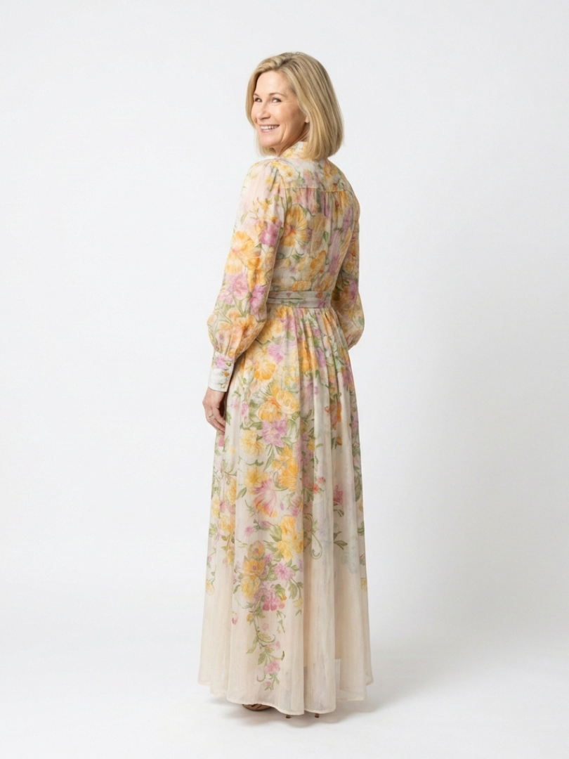 Cressida | Robe Maxi Longue à Manches Longues en Tulle Floral