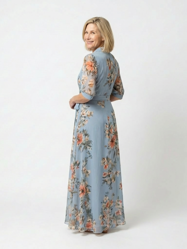 Elowen | Robe Maxi V Enveloppante à Motif Floral