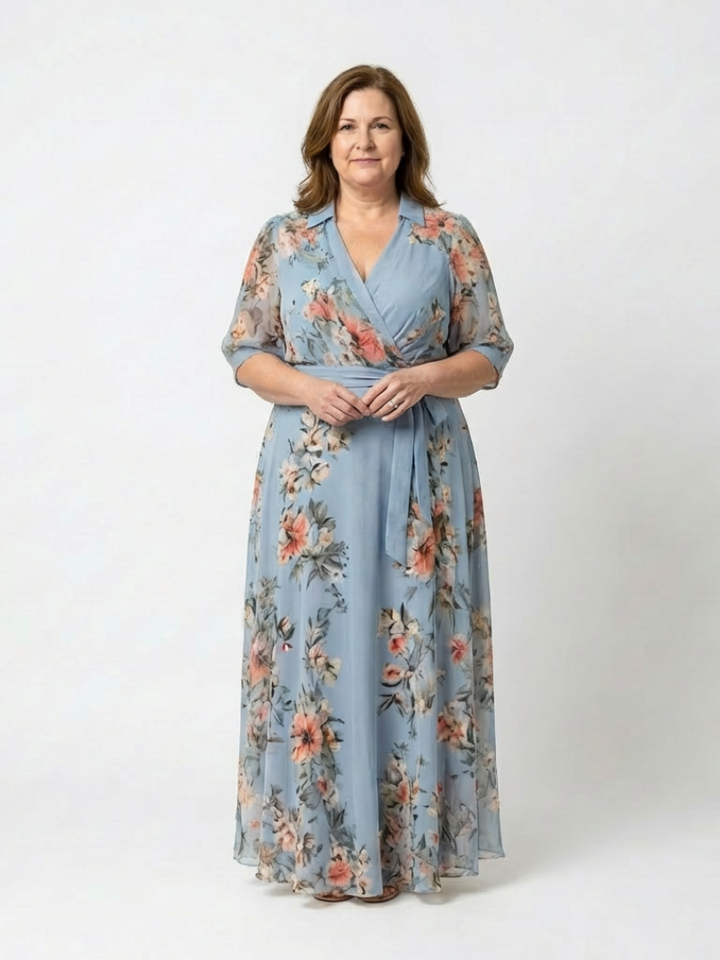 Elowen | Robe Maxi V Enveloppante à Motif Floral