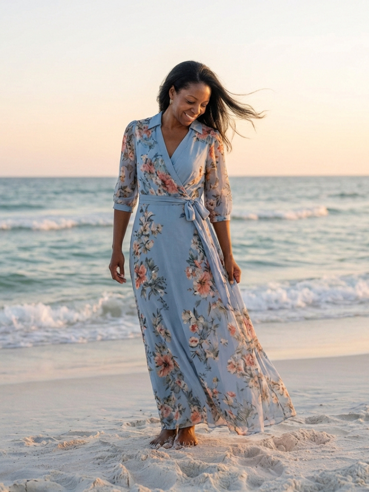 Elowen | Robe Maxi V Enveloppante à Motif Floral